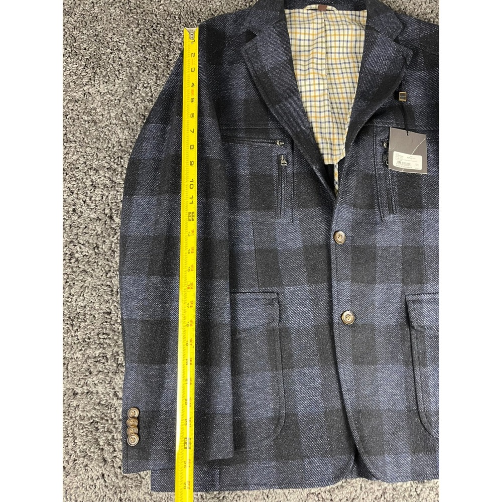 Kroon Nash Navy Buffalo Plaid Wool Blend Blazer Sport Coat 42R W13215LK - Picture 9 of 11